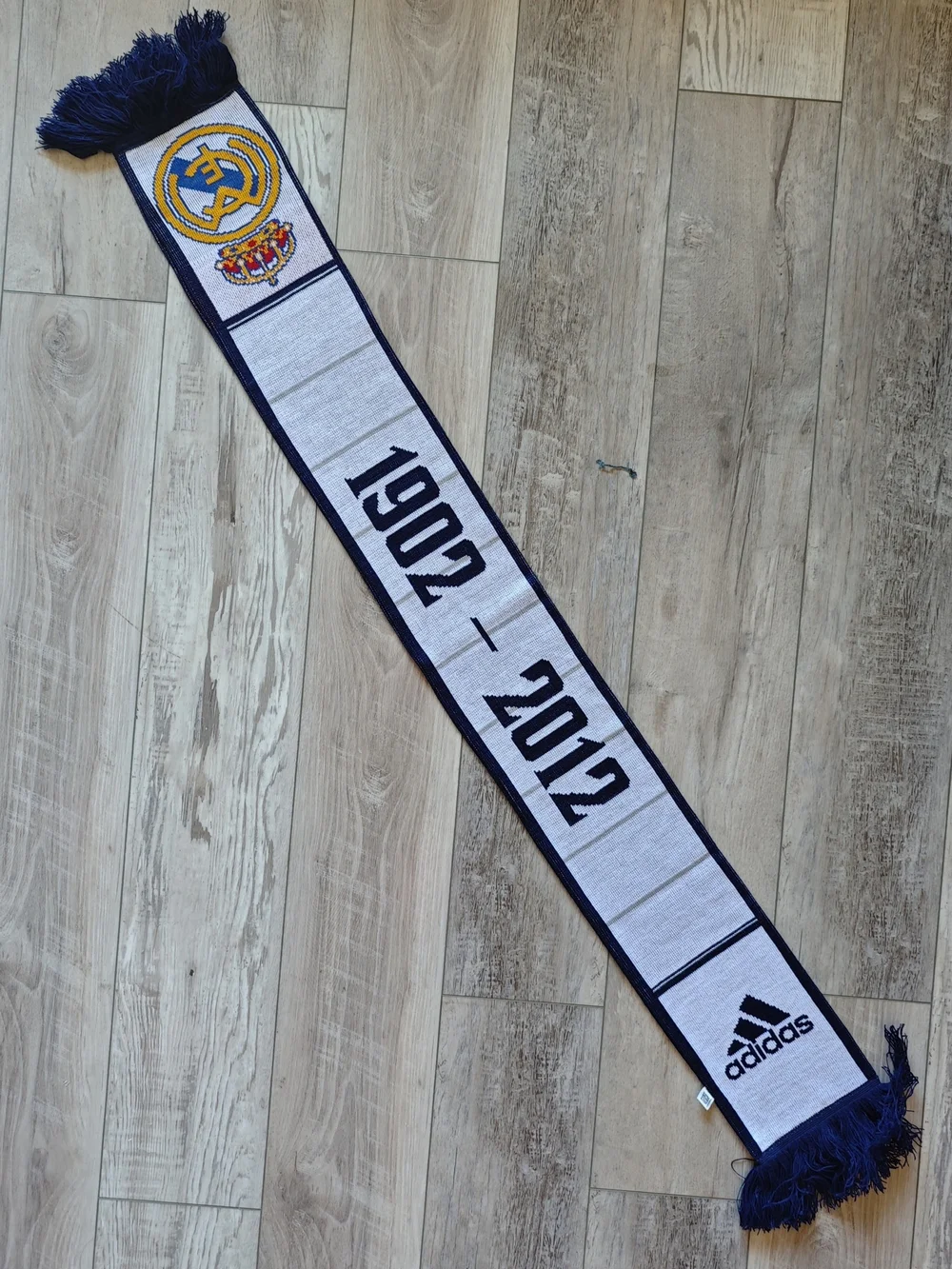 Adidas Real Madrid Scarf 110th Anniversary 1902-2012 White Navy Knit Soccer